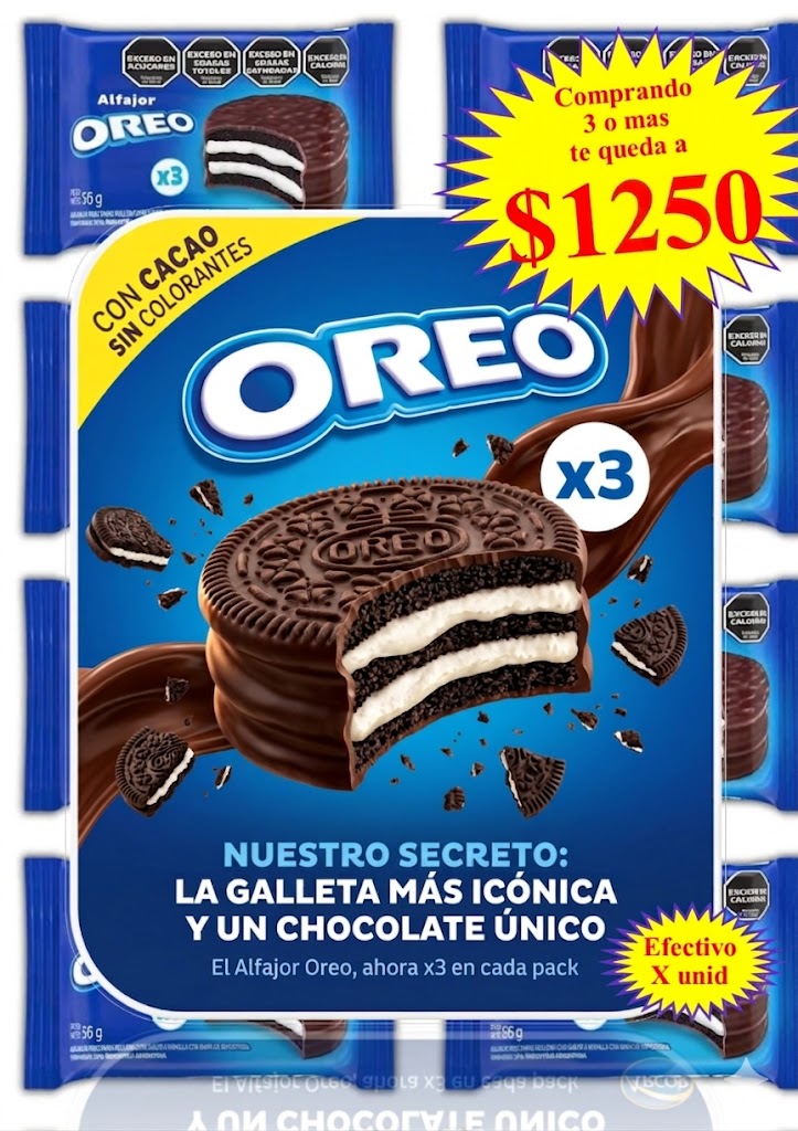 ALFAJOR OREO TRIPLE VAINILLA (comprando 6 o más precio mayorista)